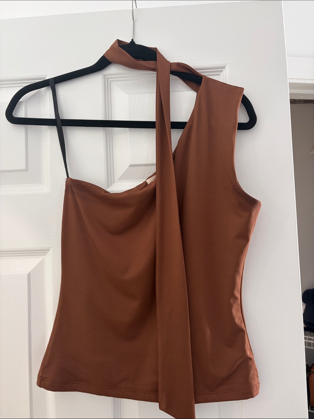 Brown Off Shoulder Tank Top with Scarf Medium